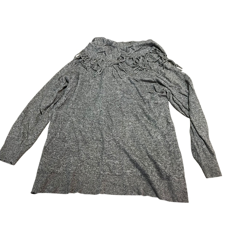 Chelsea & Theodore Woman Grey Cowl Neck Fringe Tassel Sweater Plus Size 2X Wool - Picture 5 of 5